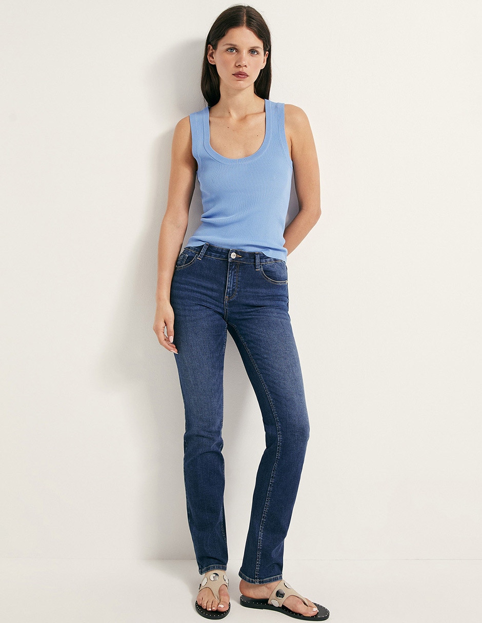 Jeans straight corte cintura para mujer Jeans straight corte cintura para mujer
