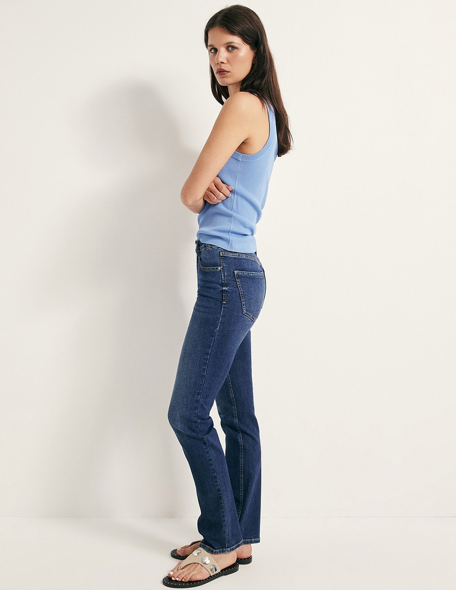 Jeans straight corte cintura para mujer 4