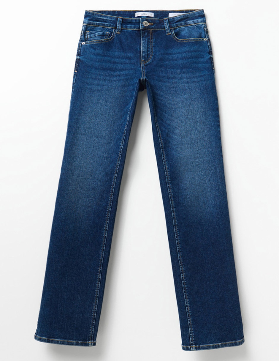 Jeans straight corte cintura para mujer 2