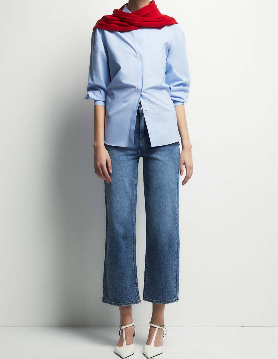 Jeans capri straight cintura media Sfera para mujer