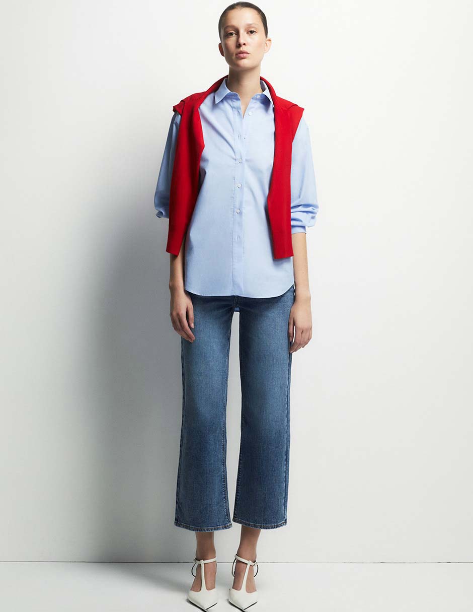 Jeans capri straight cintura media Sfera para mujer