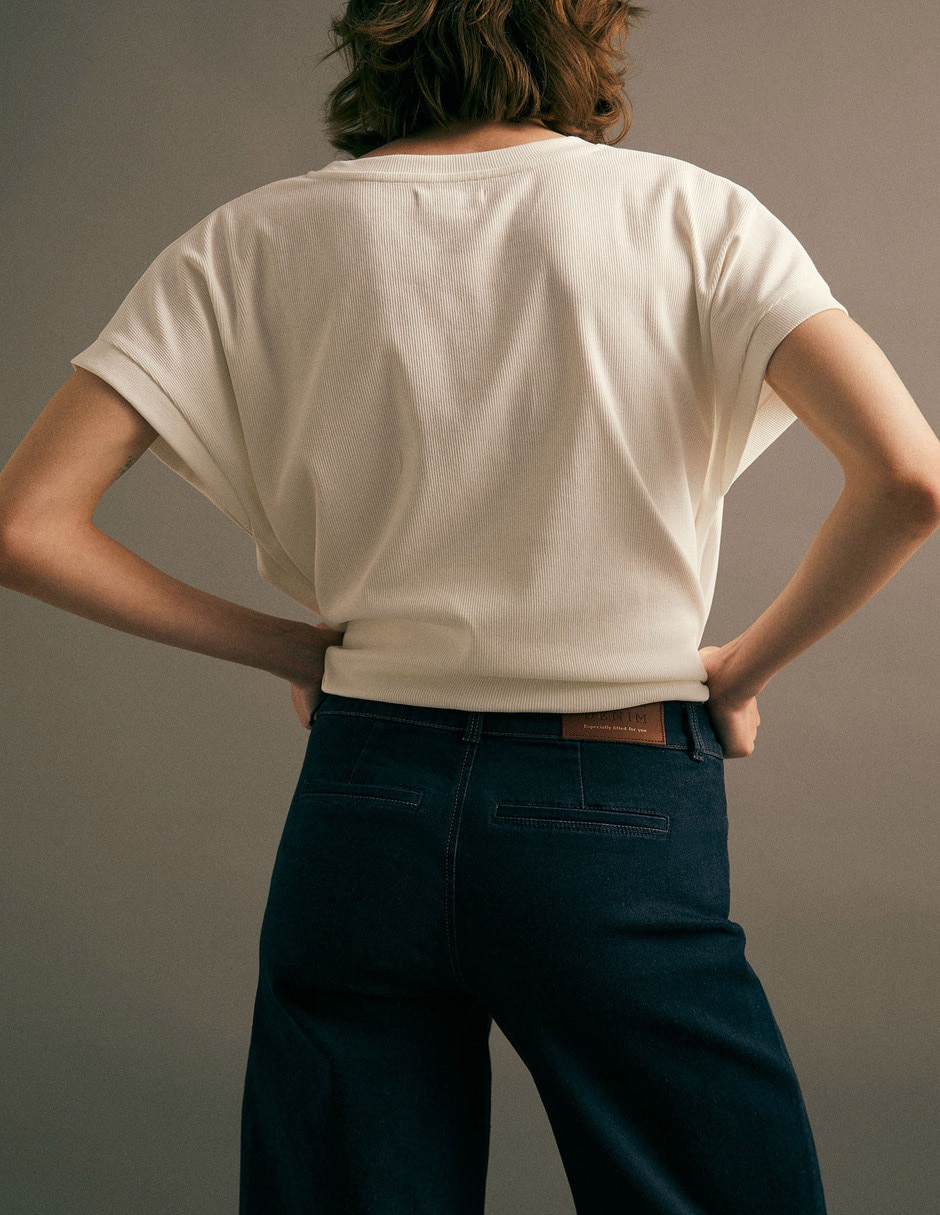 Jeans coulotte amplio para mujer 4