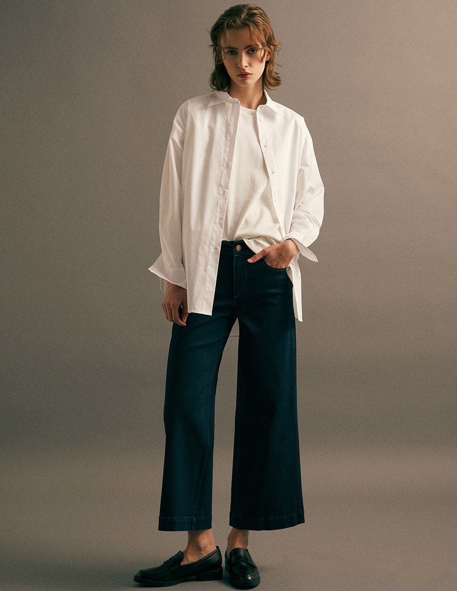 Jeans coulotte amplio para mujer 7